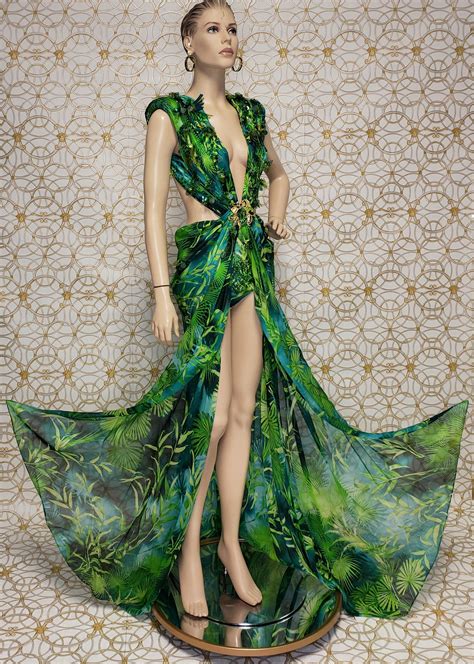 versace green jungle dress